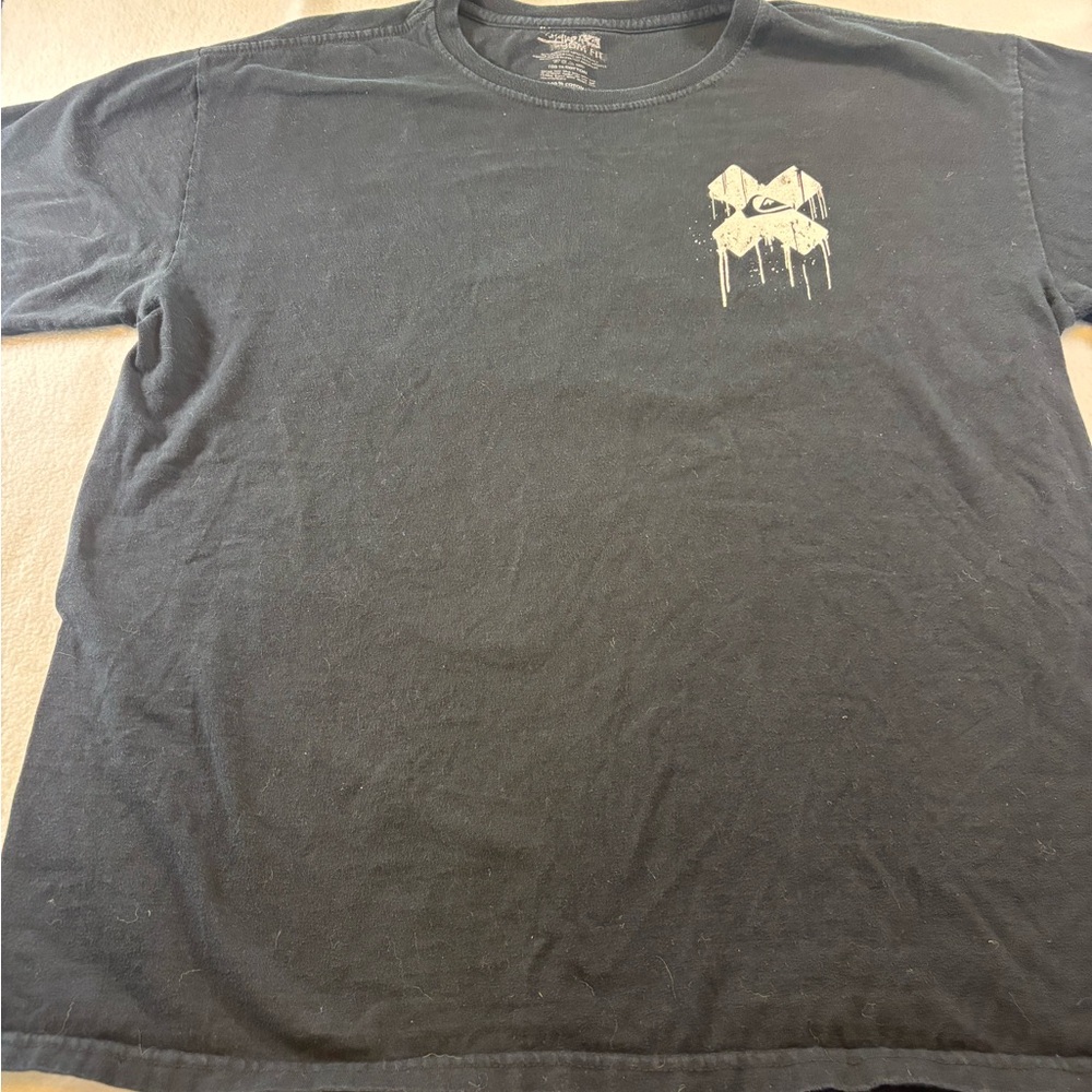 Quiksilver Men's Black Tee with White Logo
